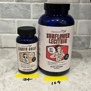 LegendairyMilk Sunflower Lecithin & Liquid Gold Open and Half Full Bottles